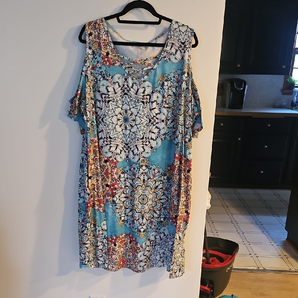 Floral Blue Midi Dress